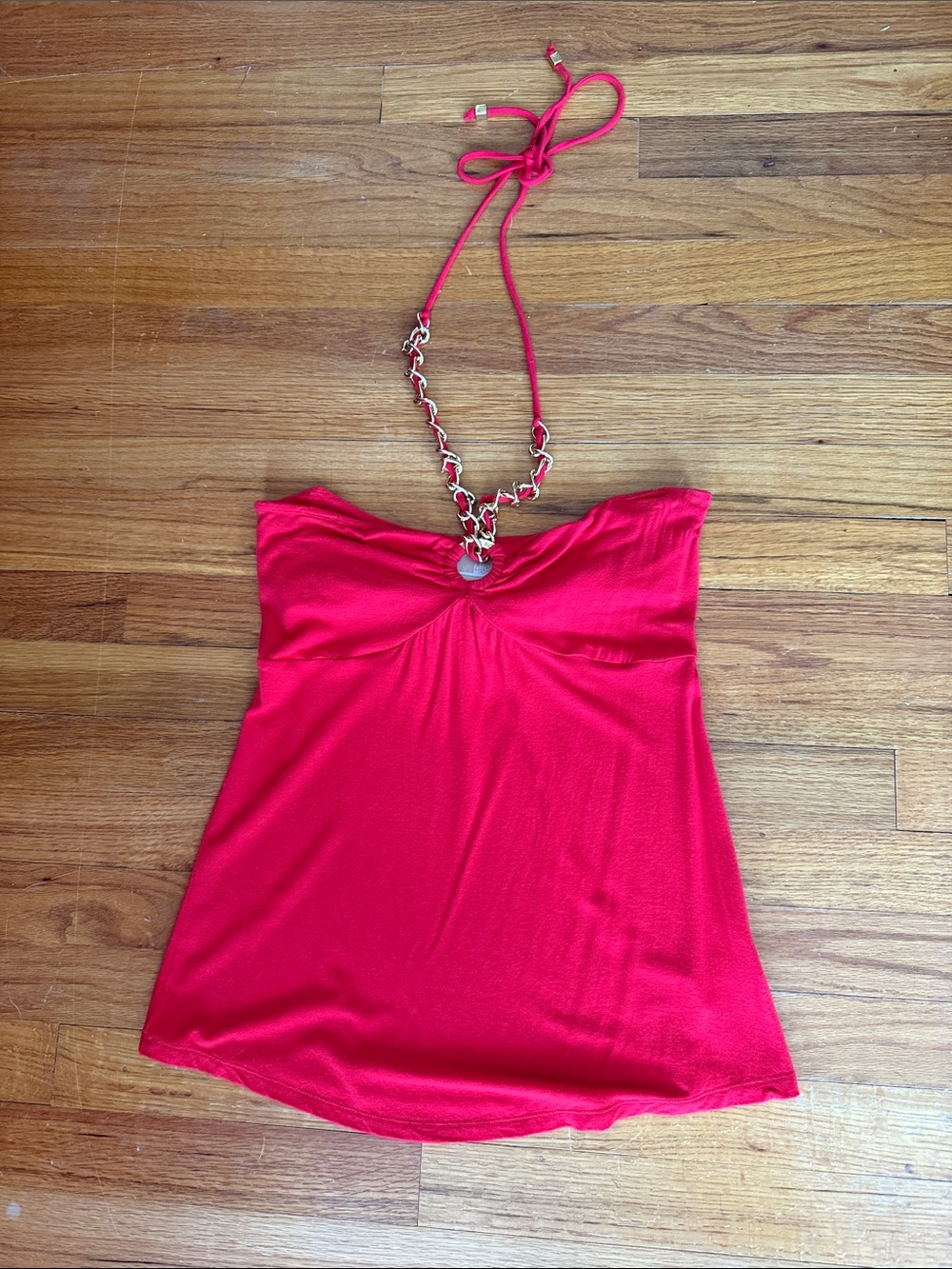 Michael Kors Women’s Bright Red Halter Chain-Accent Camisole